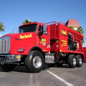 RoadSaver II slurry truck in parking lot in California