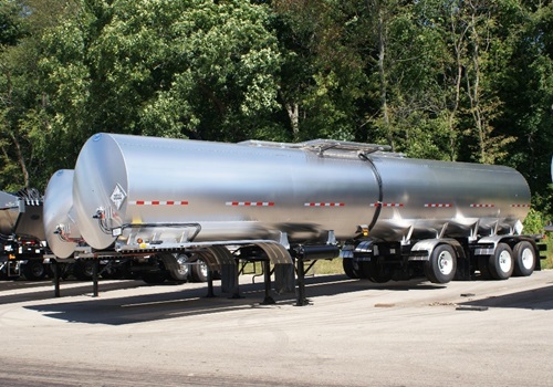 Large tank trailer used for transporting liquid asphalt