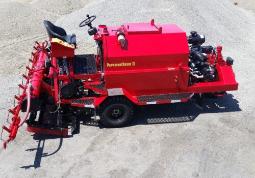 Buggies rojos Sealcoat en Texas, fabricados por Etnyre