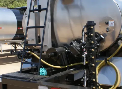 A seal coat spreader is part of Etnyre’s road construction equipment